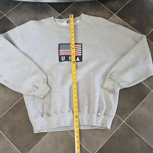 Russell Athletic Gray USA Flag Sweatshirt